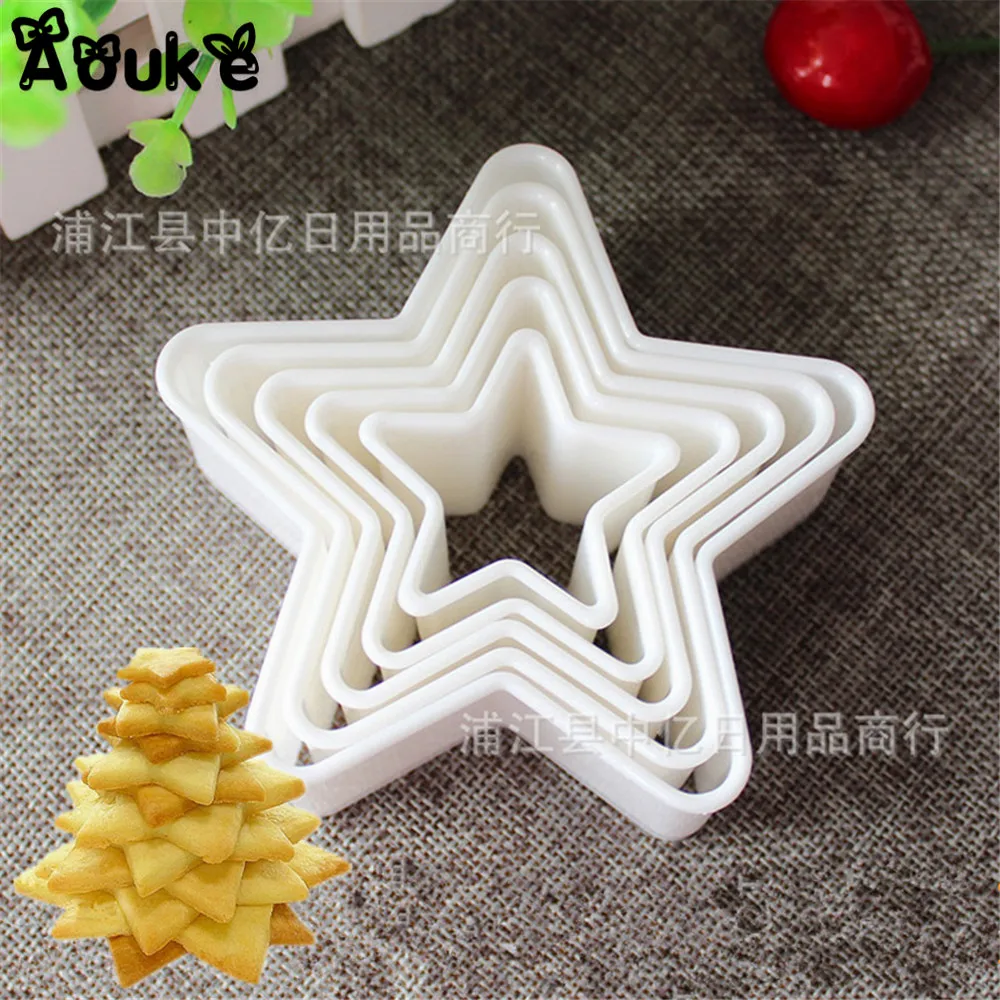 5pcs/set Five Stars Shape Cookies Fondant Plastic Molds Cutter Cake Embosser Mold Pastry Biscuits Mould DIY Kitchen Baking Tools | Дом и сад