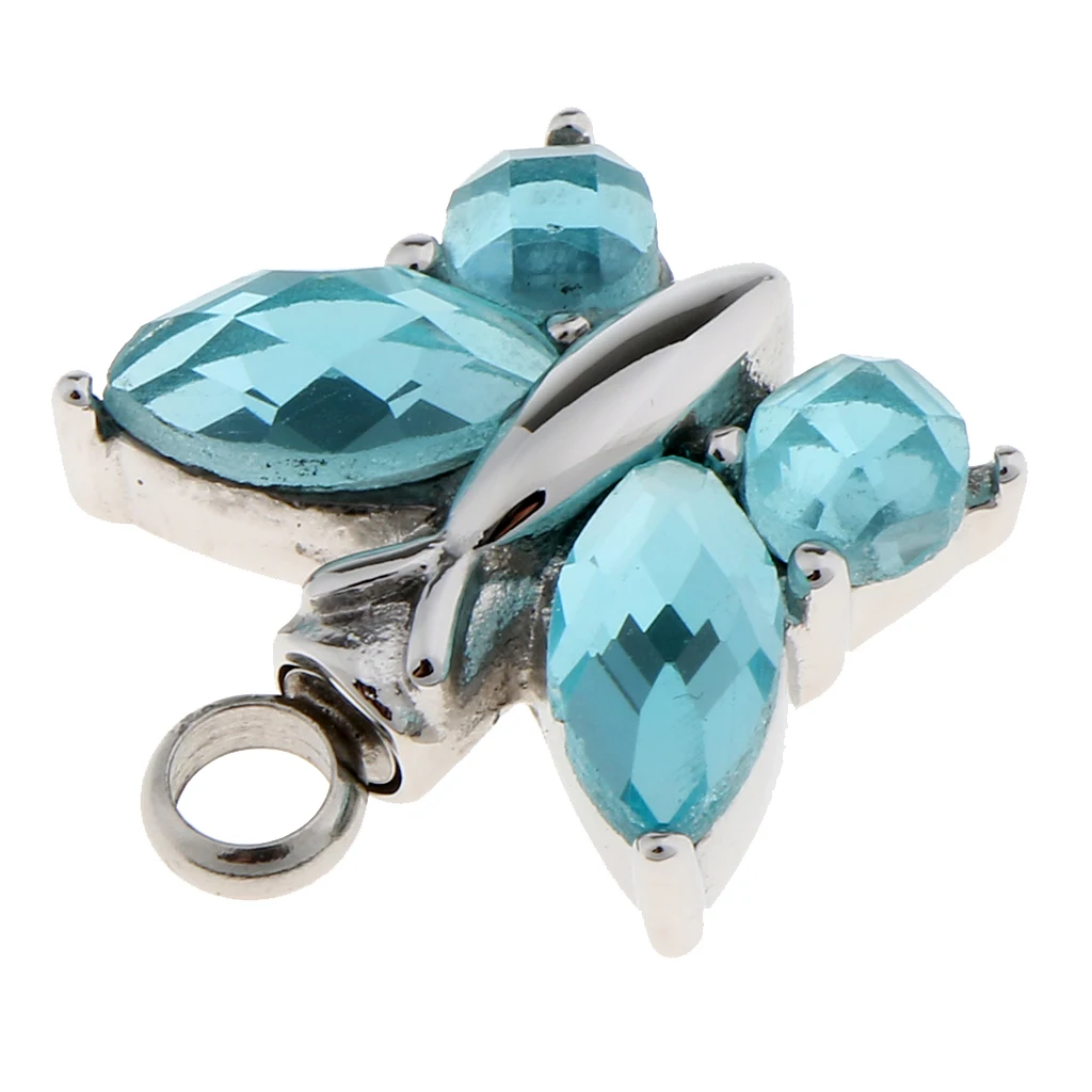 Cremation Urn Pendant for Ashes Crystal Butterfly Pendant Cremation Jewelry