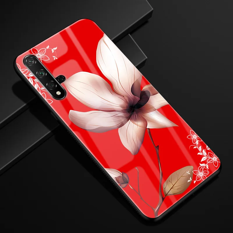 Для huawei Nova 5T чехол модная жесткая стеклянная задняя крышка для huawei Nova 5T чехол для телефона s черный силиконовый бампер Coque Nova5t 5 t - Цвет: 27