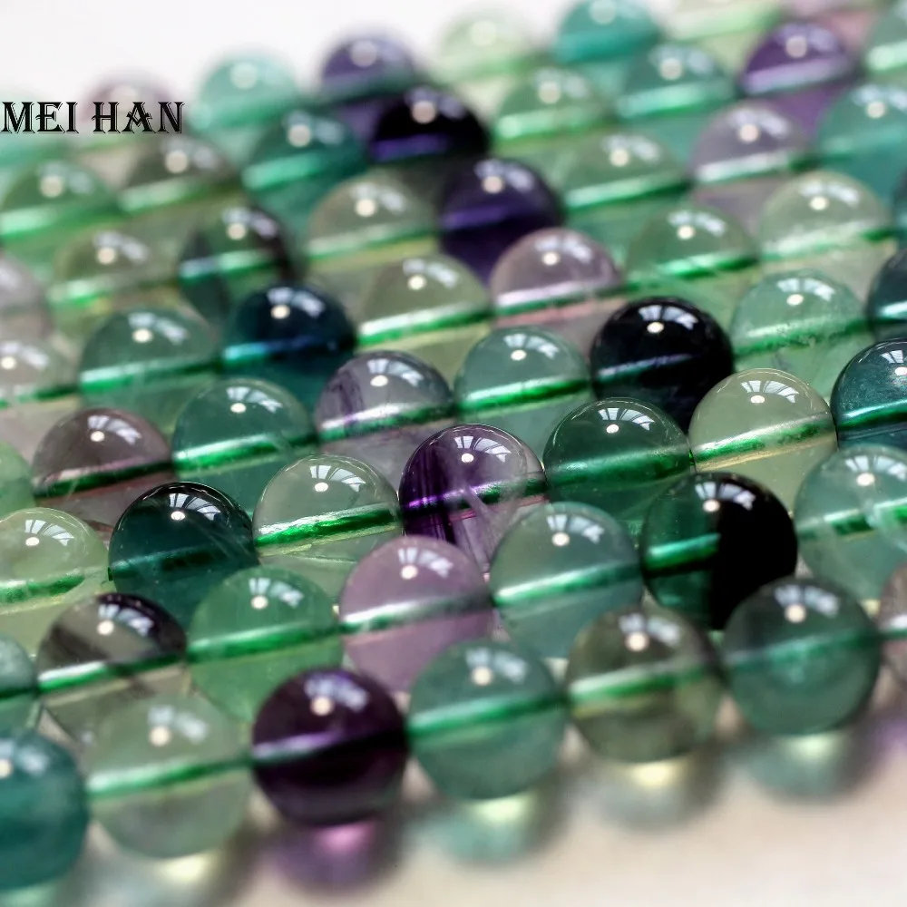 

Meihan Free shipping (49pcs/strand) natural 8mm A+ colorful Fluorite smooth round loose beads for jewelry DIY making
