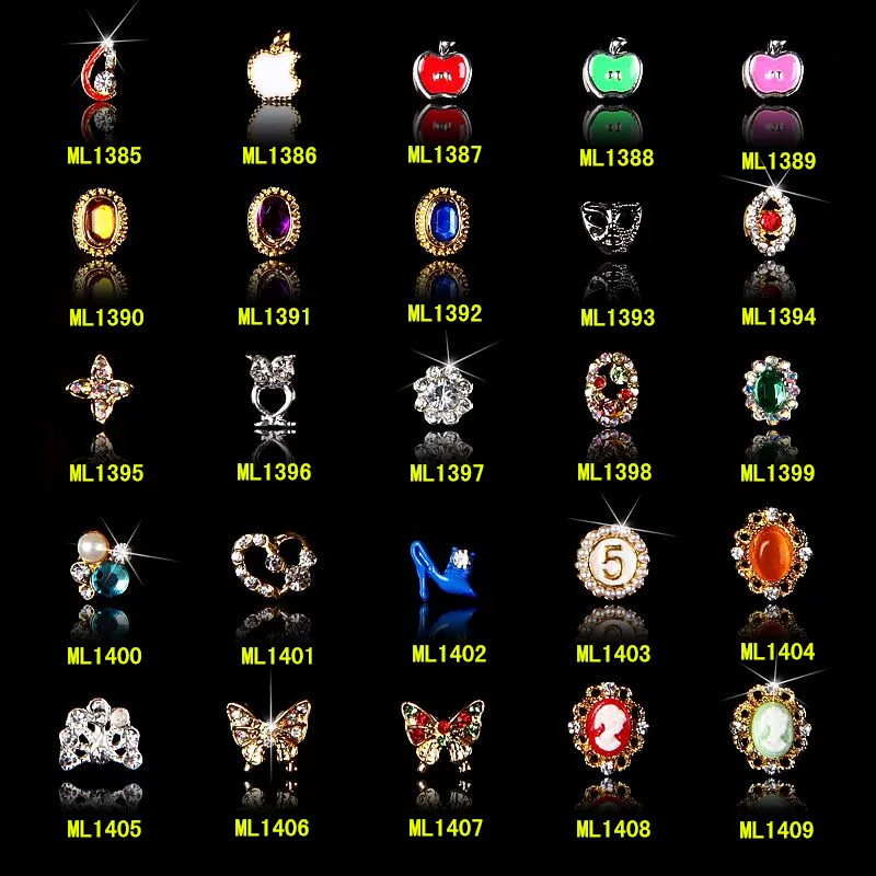 

100Pcs Best price 3D Alloy Nail Art Glitter Rhinestone Decoration For Nails Stickers butterfly Nail Gel Tools Supplies 1385-1409