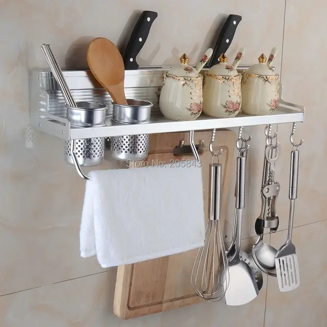 60CM 2 Cups Kitchen Aluminum Shelf Storage Rack Kitchen