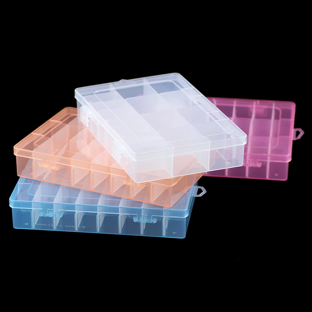 

JHNBY Adjustable 24 Slots Compartment Plastic Jewelry Box Storage Case Container for Organizer Beads Earrings Rings Gift Boxes