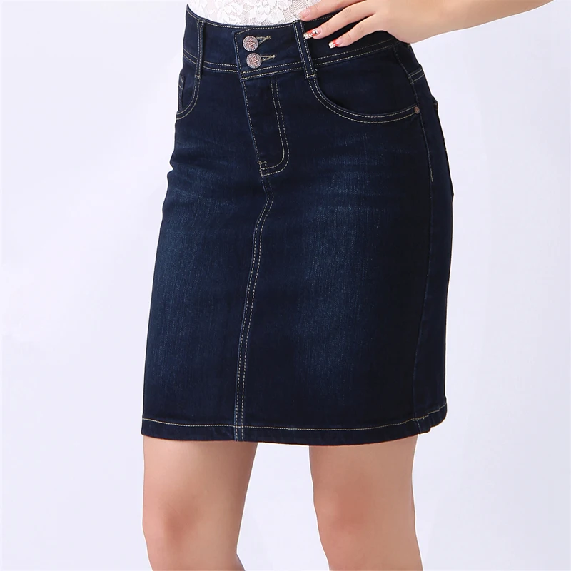 Brand New Design Knee Length Denim Skirts Pencil Slim Woman Pencil