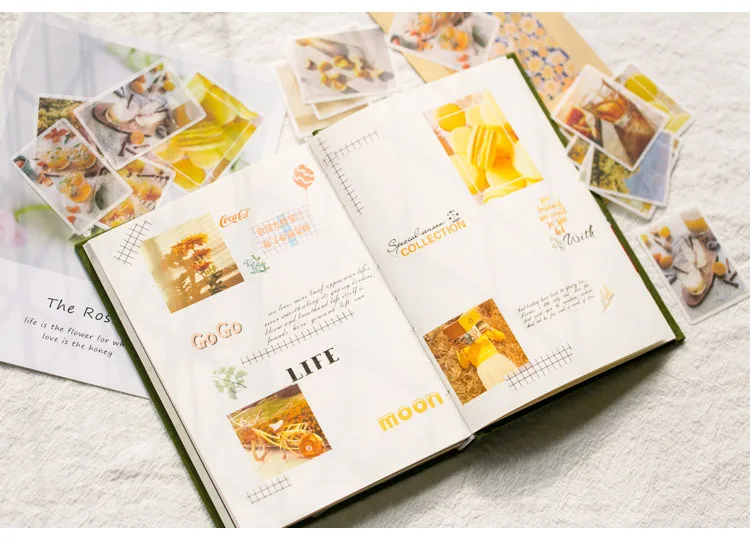 60 шт./кор. журнал японский бумажные наклейки бумага цветок винтаж кофе Декоративные наклейки для дневника Скрапбукинг хлопья канцелярские