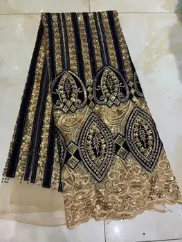 

2019 high quality tulle velvet African lace fabric wedding Nigerian tulle lace fabric sequins with diamond lace fabric YYZ683
