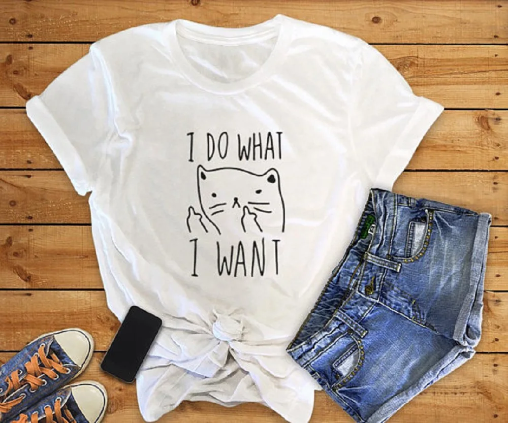

Hillbilly Funny I Do What I Want Women Cat Tshirt Plus Summer Top Harajuku Vintage Casual Cotton T shirt Mignon Befree Female