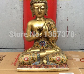 

shitou 00587 Tibet Nepal Buddhist bronze cloisonne shakyamui buddha statue 43cm tall