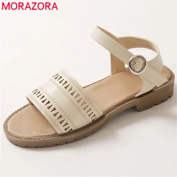 

MORAZORA 2020 new arrival women sandals simple buckle summer shoes hollow out fashion ladies shoes square heel shoes woman