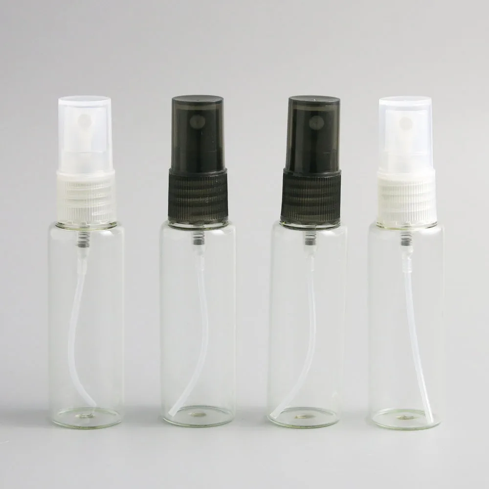 30 x 30ml Clear Glass Perfume Spray Bottle Vial Women Cosmetic Containers Refillable Plastic White Black Cap | Красота и здоровье