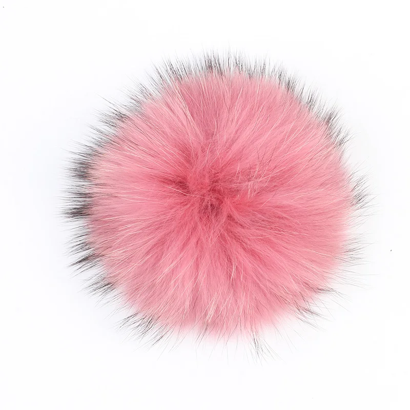 Geebro 1 шт. 15 см натуральный помпон из меха енота большие меховые шарики для зимних шапочек аксессуары для шарфа помпон из натурального меха DQ038 - Цвет: Pink