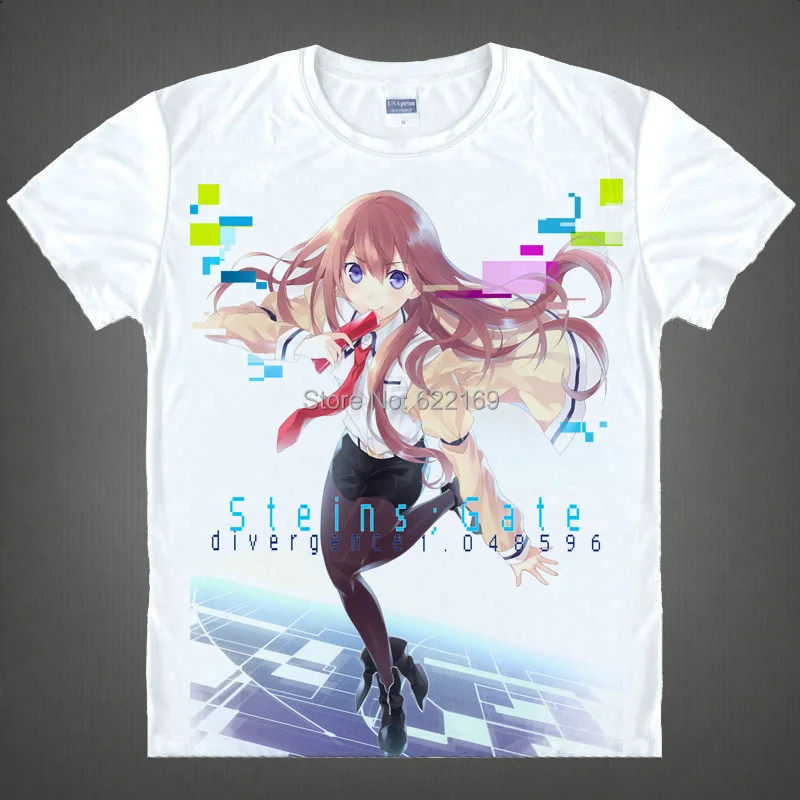 Футболка Steins Gate Kurisu Shiina костюмы для косплея Мужская футболка из японского