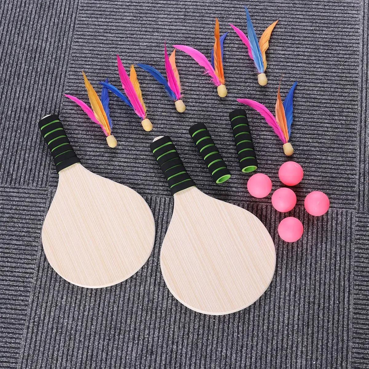 Beach Paddle Ball Game Badminton Tennis Pingpong Beach Cricket Wood Racket Paddles Set Outdoor Racquet Game for Adults Kids пляжный теннис сверчок