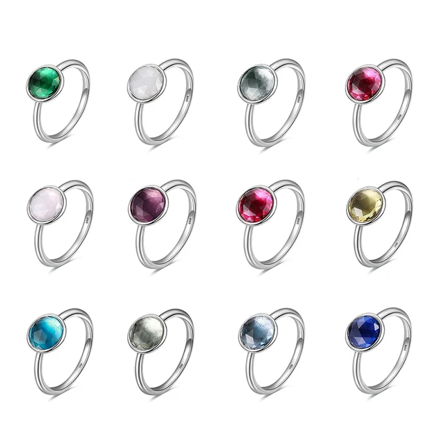 Twelve Stars Style 925 Sterling Silver Rings With 12 Color For Women Jewelry Twelve Stars Style 925 Sterling Silver Rings With 12 Color For Women Jewelry