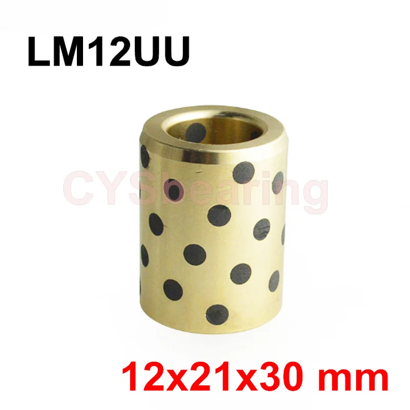 

12x21x30 mm linear graphite copper set bearing copper bushing oil self-lubricating bearing JDB LM12UU LM12