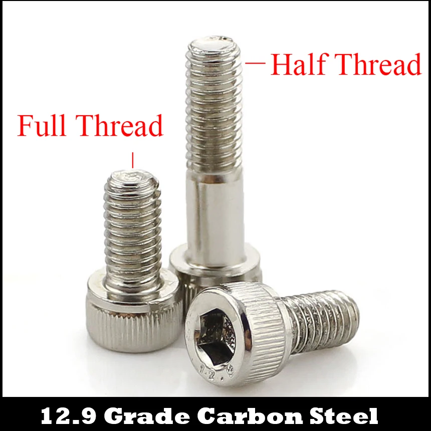 

M3 M3*4/5/6/8 M3x4/5/6/8 12.9 Grade Nickel Plated Carbon Steel DIN912 Full Thread Cap Cup Allen Head Bolt Socket Hexagon Screw
