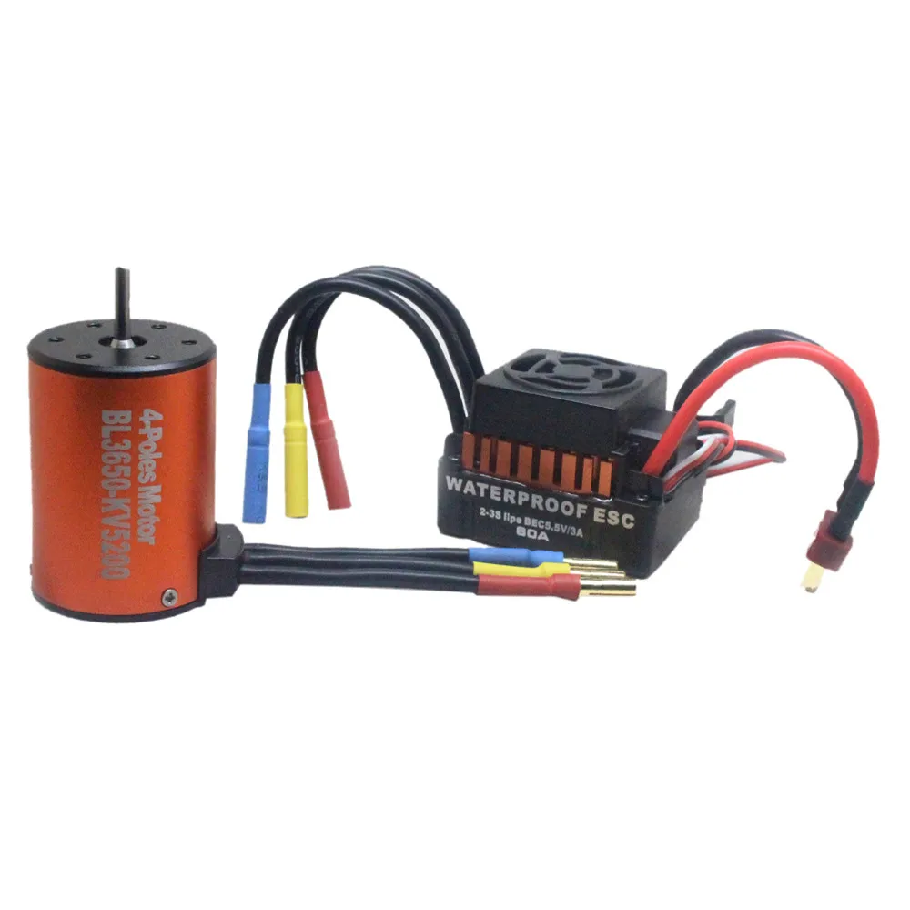 

HIINST Waterproof 3650 5200KV Brushless Motor+60A ESC for 1/10 RC Car Boat Crawler L824