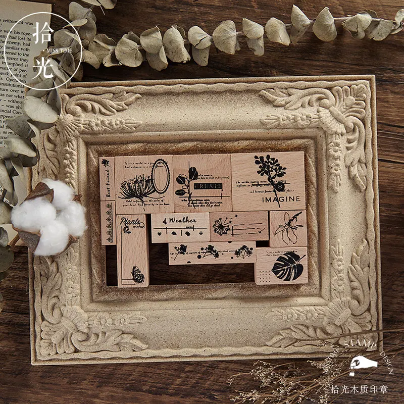 

LoveFrom 1 Pcs Vintage Wooden Stamp Japanese Landscape Plant Pattern DIY Scrapbook Stationery School Supply Card Decoration