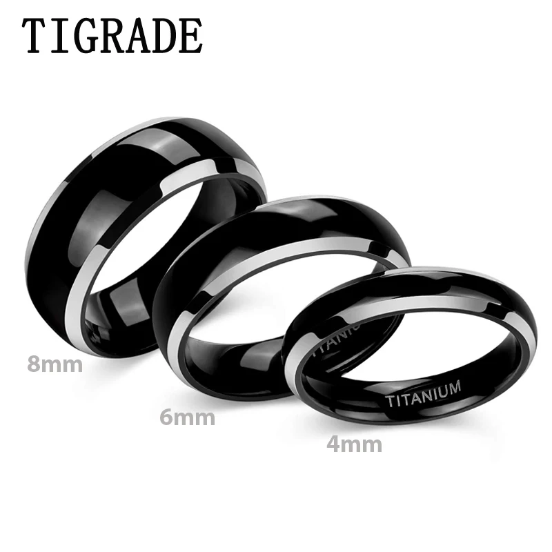 Black Plated 4mm TITANIUM Ring Band with Highly Polished Finish New size 5