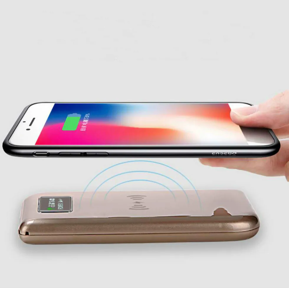 

Power Bank QI Wireless Charger Battery Charger Cases Double USB 10000mah Wireless Charger for IPhone 8 8plus X SamsungHot Sale