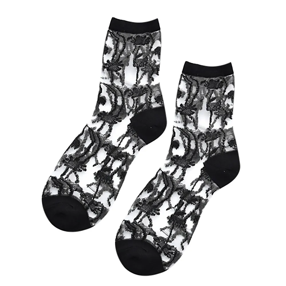 

woman socks summer Women Fashion Mesh Glass Silk Socks Ultrathin Transparent Crystal Summer Socks Female calcetines mujer A75