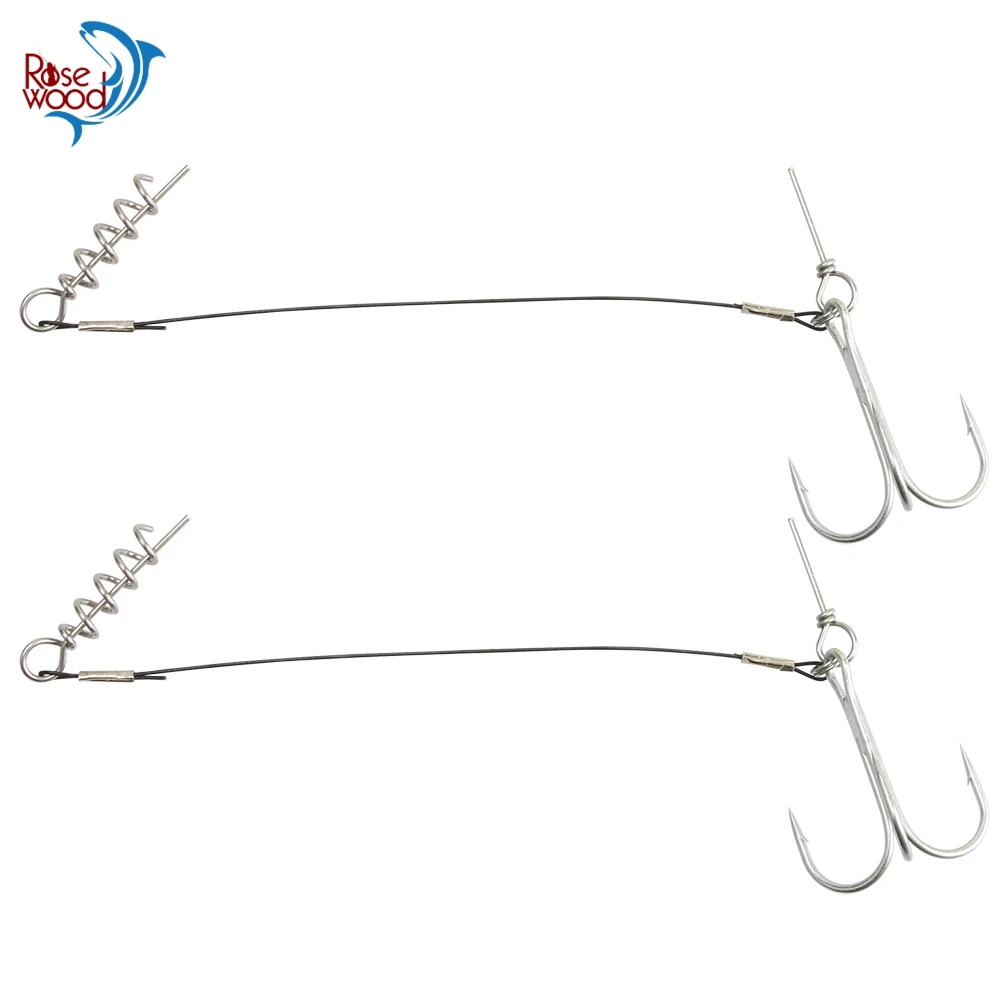 

RoseWood New 3pcs/Lot Fishhook For Soft Shad Fishing Rig Hook Combinations With Screw Connector Stainless Steel Fishing Rigs