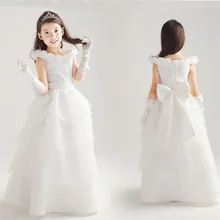 Blanc Fleur Fille Robe De Mariage Parti Pageant Robe De Baptême Bébé Première Communion Robes Robe de Demoiselle D’honneur de L’enfant 8 Ans