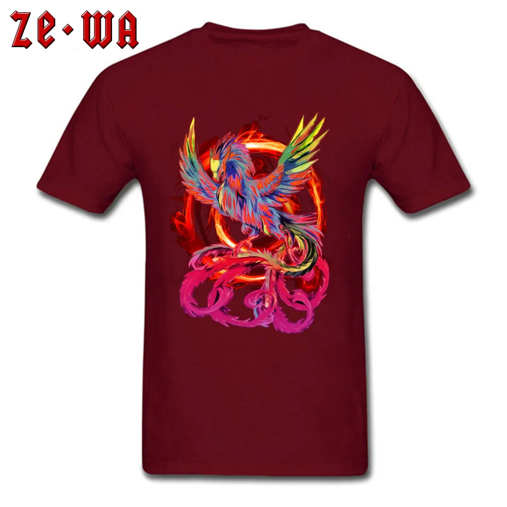 Fire Phoenix T-shirts for Adult cosie Thanksgiving Day Tops & Tees Short Sleeve 2018 Popular Tee Shirt Crewneck Pure Cotton Fire Phoenix maroon