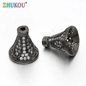 

10*11mm Brass Cubic Zirconia Beads Caps DIY Jewelry Bracelet Necklace Making, Model: VH3