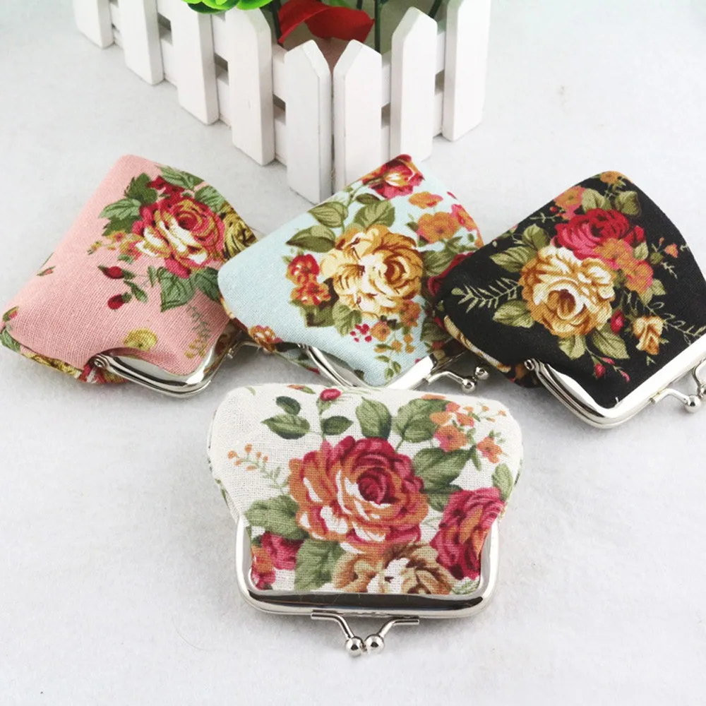 Лидер продаж Для женщин портмоне милый кошелек женские Ретро Винтажные цветок маленький кошелек с застежкой кошелек кавайная сумка клатч
