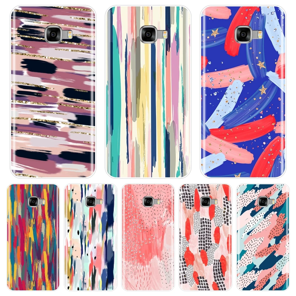 Phone Case Silicone For Samsung Galaxy C5 C7 C8 Art Graffiti Stripes Abstract Soft Back Cover C9 Pro | Мобильные телефоны и