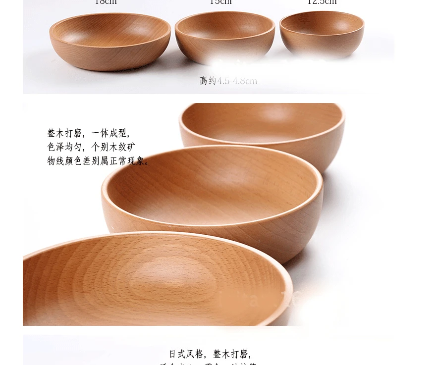 Деревянный салатник большой круглый деревянный салатный суп столовая миска и тарелка Премиум деревянная кухонная посуда набор натуральный ручной работы