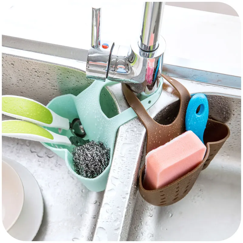 LIYIMENG Sink Shelf Kitchen Sponge Drain Holder Storage Bag Toilet Soap Shelf Organizer Rack Hanging Basket Double Hanging Hag Rack B10