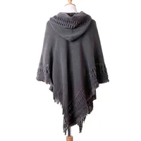 Nouveau Femmes dames gland Cape manteau frange Poncho Oblique rayure manteau bohème châle écharpe 5