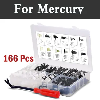 

166pcs Auto Door Trim Panel Clips Nylon Shield Pin Rivet Fasteners Rivets For Mercury Grand Marquis Mariner Milan Montego