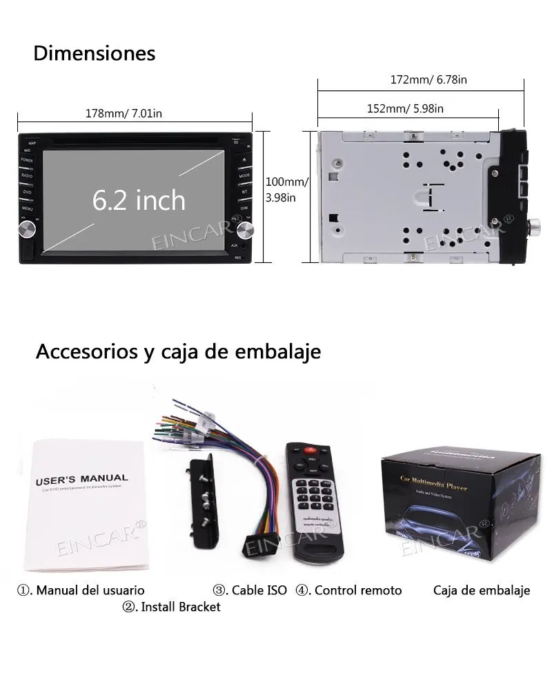 Excellent Car Stereo Touch Screen Double 2 Din In Dash Car Autoradio Head unit Support Bluetooth/FM AM RDS/USB Wireless Camera as gift 15