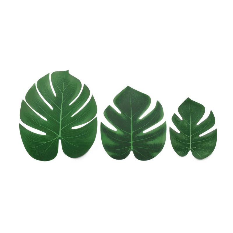 Искусственные листья пальмы монстеры, большие зеленые листья для украшения дома, сада, аксессуары, Вечерние шелковые Зеленые растения, 12 шт