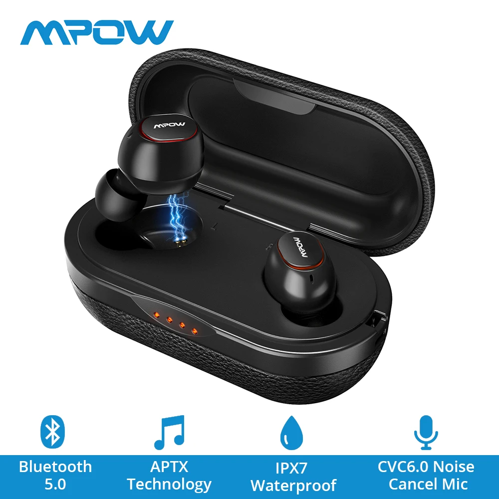 

New Mpow T5 TWS Bluetooth 5.0 Earphone Wireless Handsfree Earphones IPX7 Waterproof AptX Earphone With CVC8.0 Noise Cancel Mic