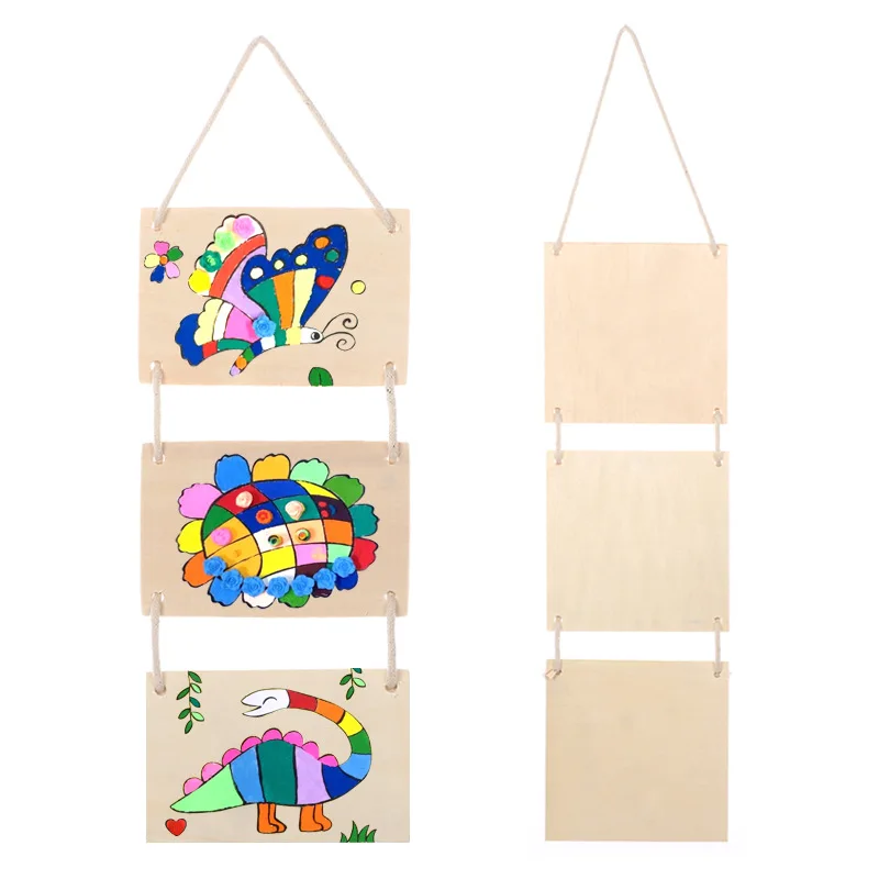 

Wooden Hanging Board Children DIY Hand Painting Kindergarten Decoration Material Pendant Ornaments Children Craft Toys Kids Toy