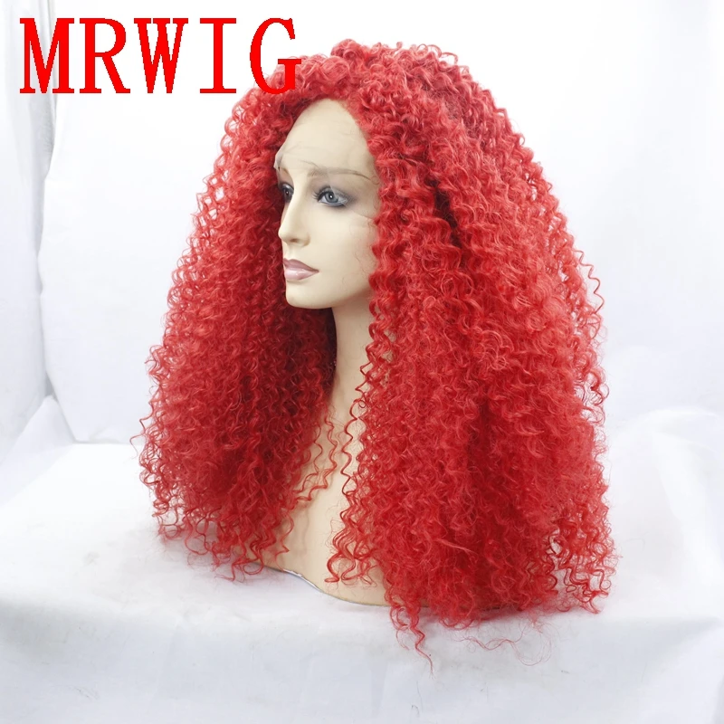 MRWIG длинный кудрявый парик из синтетического фронта, часть 26 дюймов, 180% denisty, красный цвет волос для женщин, часть