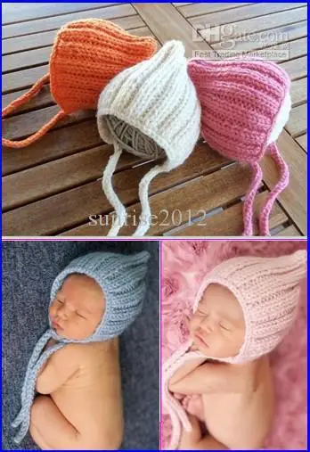 QYFLYXUE-2014 Новое поступление маленьких вязаный крючком шапки новорожденных вязать шляпка для девочки с цветком очень мило для фотосессий