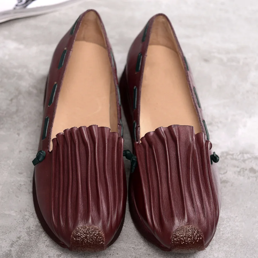 

High quality women shoes thick bottom leather shoes flat platform genuine leather slip on women shoes spring autumn