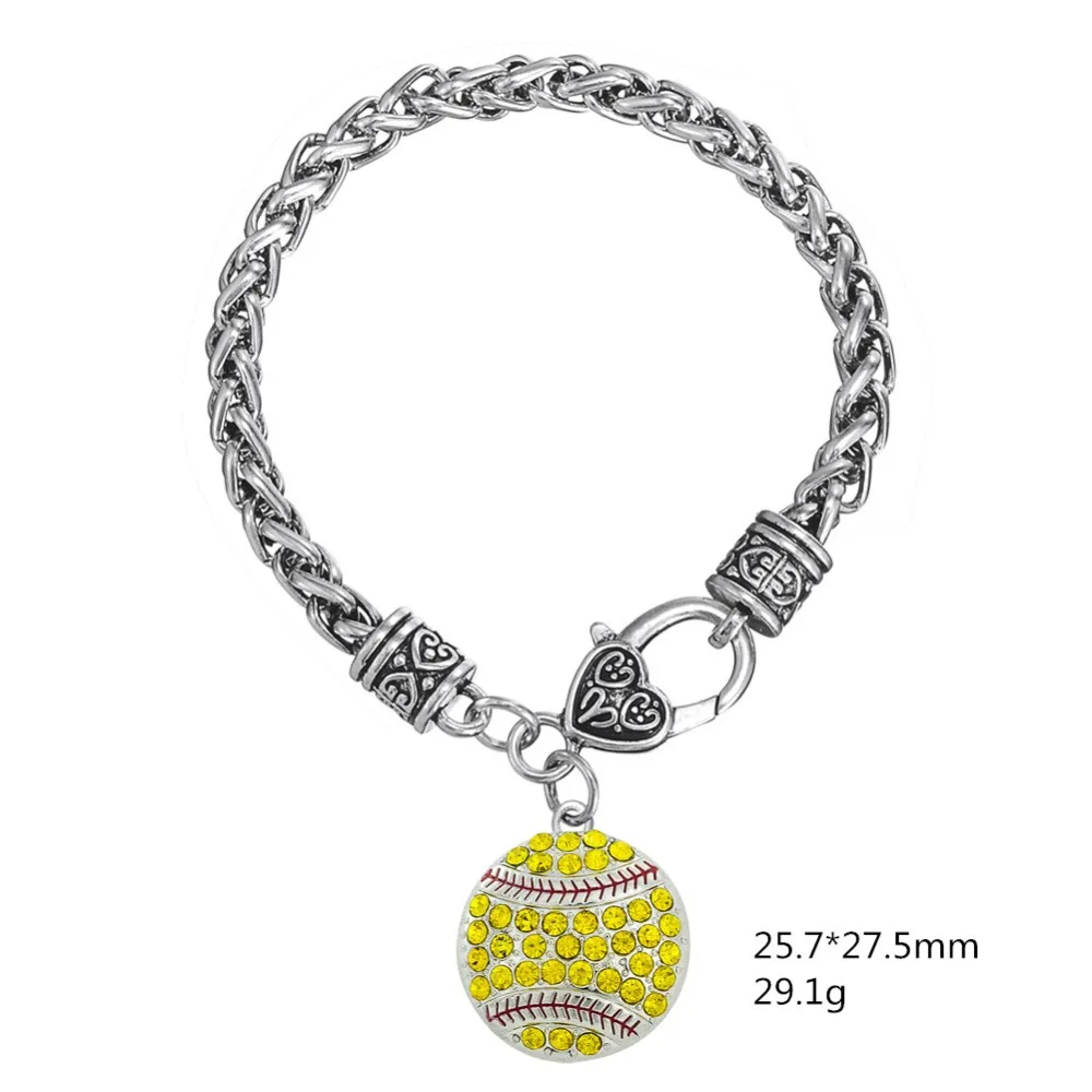 Skyrim хрустальные ювелирные браслеты с подвесками Смешанные спортивные плетеные браслеты-цепочки с волейбольным и Бейсбольным и баскетбольным плавающим шармом