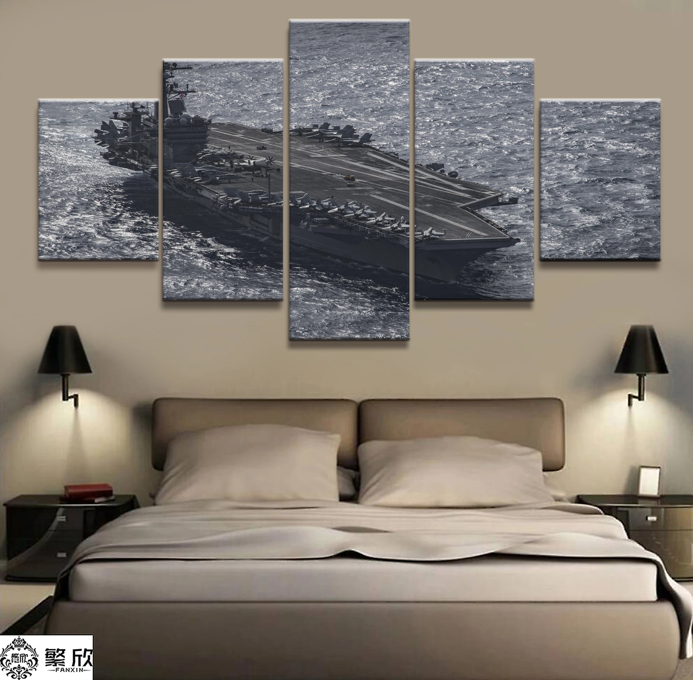 

Home Decor Modular Canvas Picture 5 Piece Military USS Carl Vinson CVN-70 Painting Poster Wall For Home Canvas Painting Wholesal