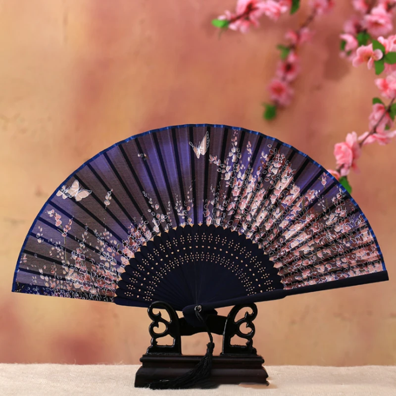 

21cm party gift silk fan Japanese style fan bamboo fan fan dance props home decoration ornaments wedding party favors gifts 1pcs