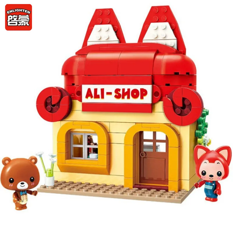 

ENLIGHTEN 193PCS Ideas Rare Shop Cabin Ali Fox Cartoon House Building Blocks Sets Friends Toys For Children