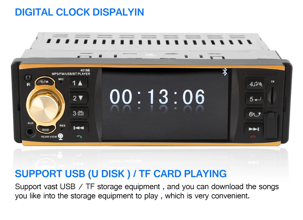 Горячая Распродажа 4019B 1 один Дин радио аудио стерео USB AUX FM радио станция bluetooth Поддержка камеры заднего вида дистанционное управление