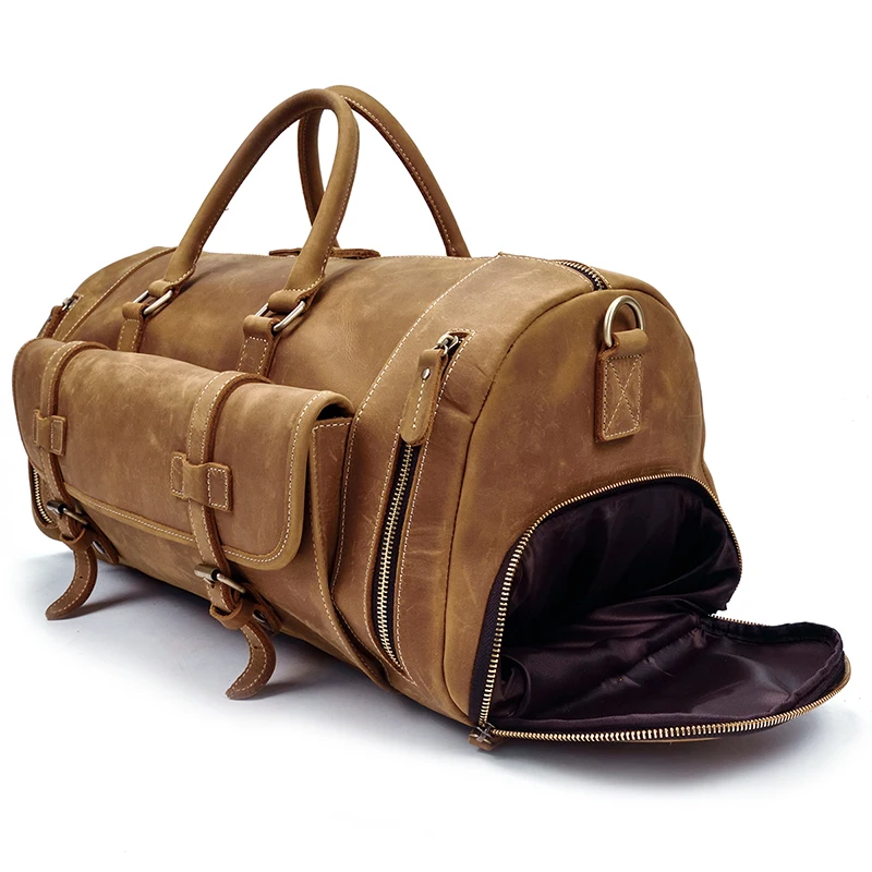 Front Display of Woosir Men's Leather Duffel Bag