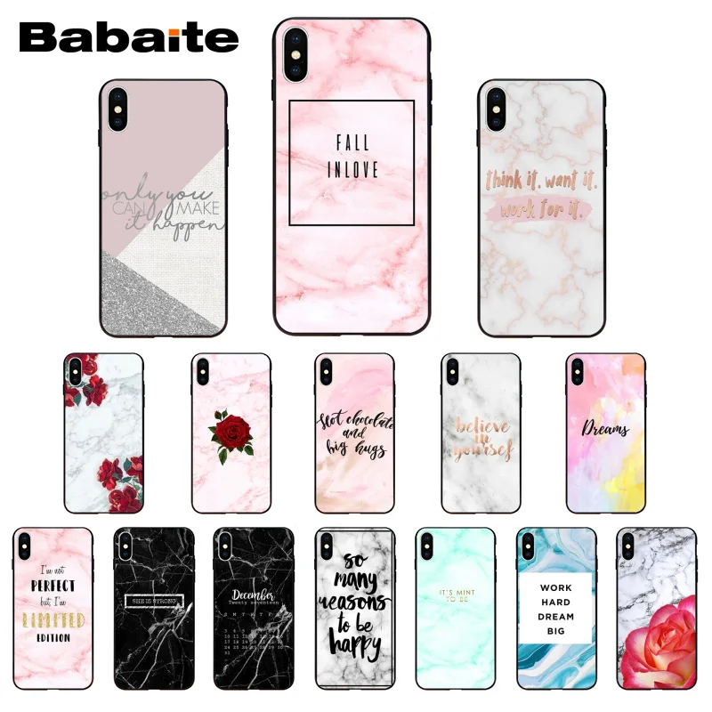 

Babaite Gold marble pink love cute motivation Word Phone Case for iPhone 7 8 plus X Xs Xr XsMax 5 5S SE 5c11 11pro 11promax