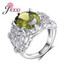 Уникальный классический зеленый кубический цирконий анилло кольцо для женщин хорошее качество 925 пробы Серебряные вечерние аксессуары